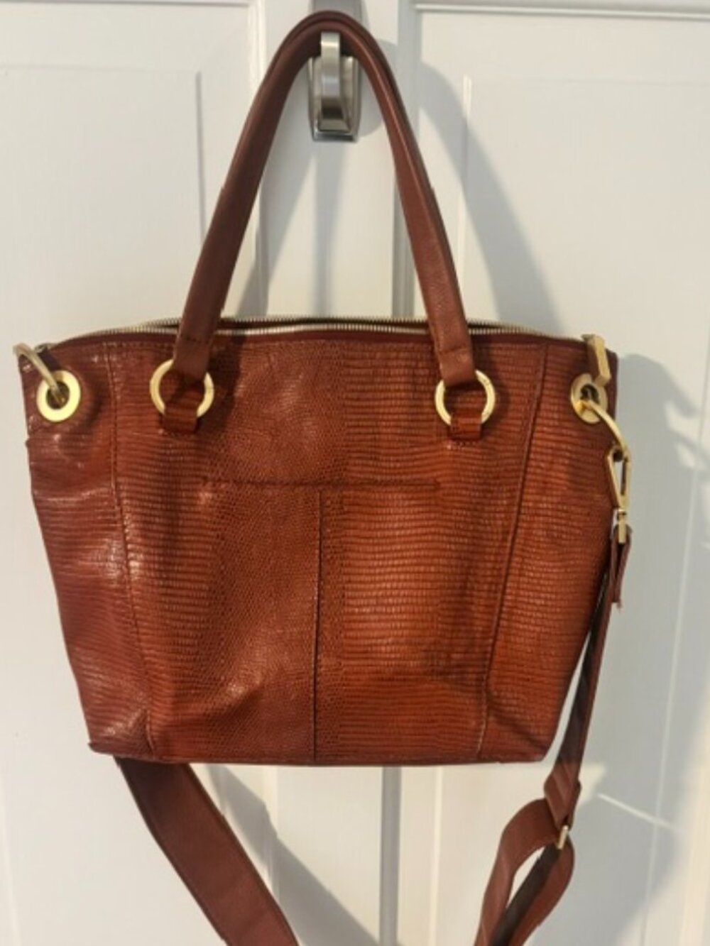 Hammit Daniel Purse in Medium- Redwood Lizzard, Like New - Picture 3 of 5